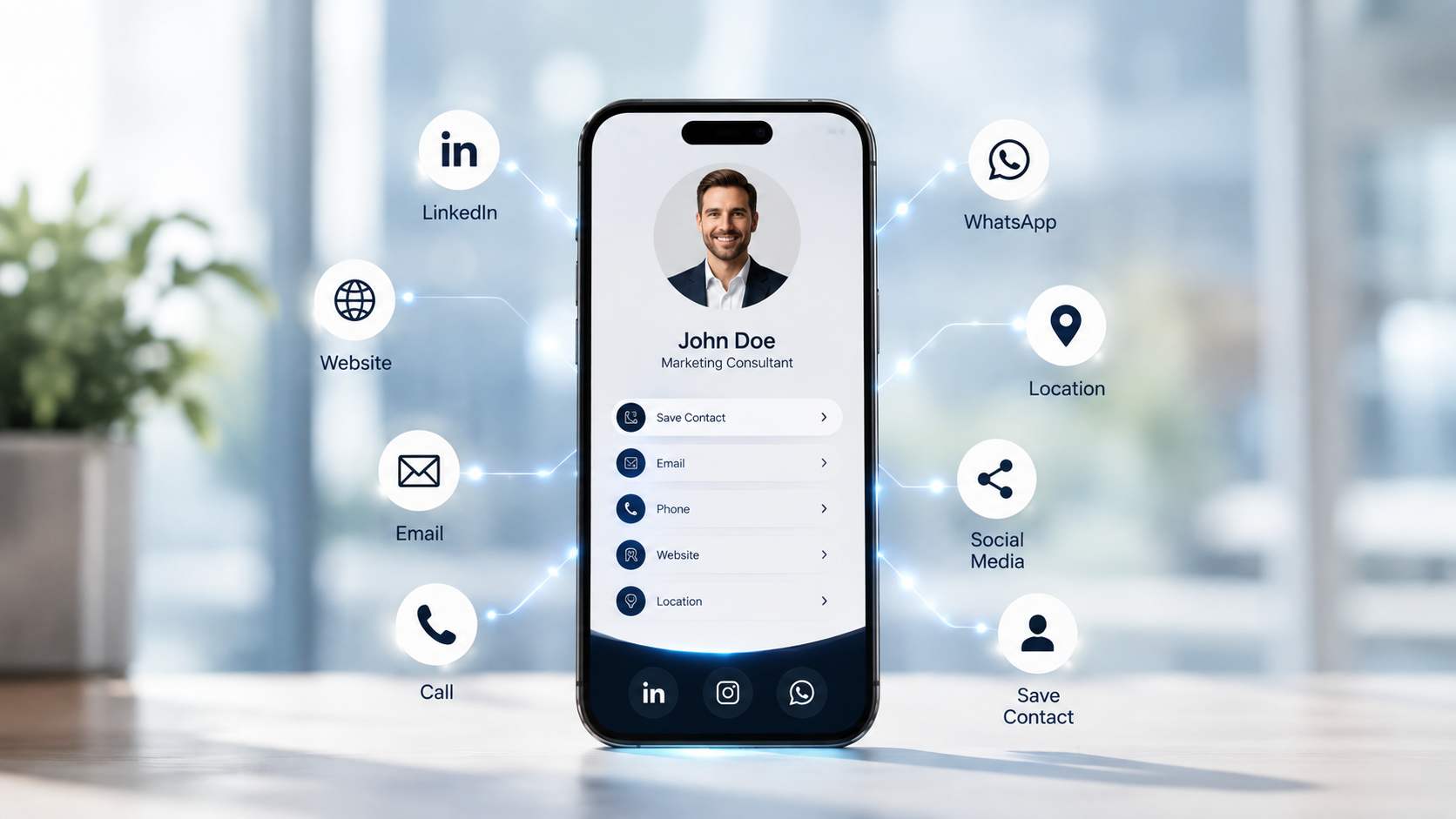 Digital business card features and professional profile