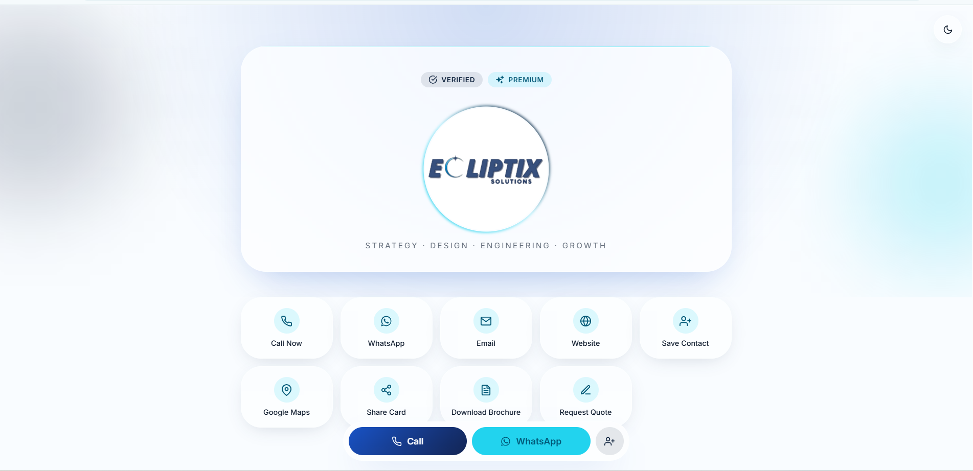 Ecliptix Solutions live digital business card preview