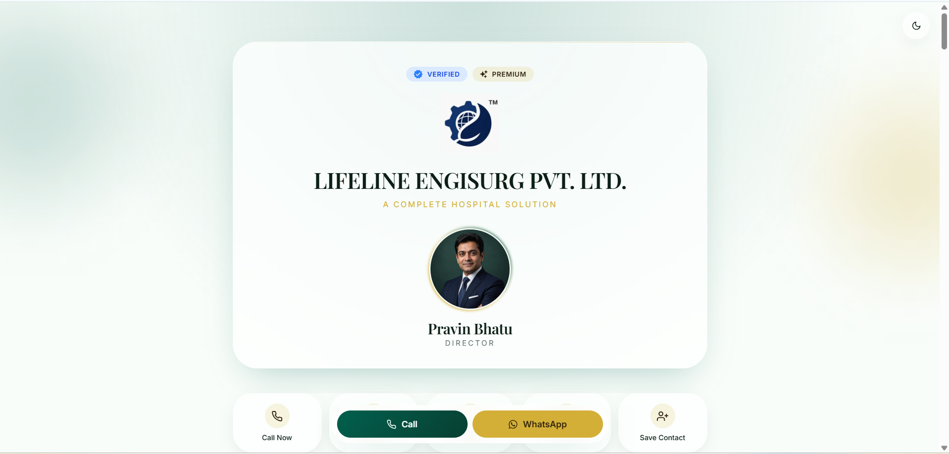 Lifeline Engisurg Pvt. Ltd. live digital business card preview