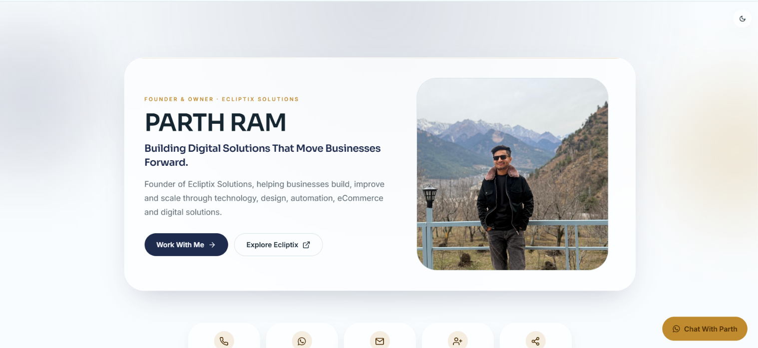 Parth Ram live digital business card preview